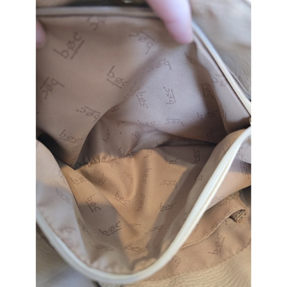 B.O.C. Beige Faux Pebbled Leather & Straw Vegan Purse Shoulder Handbag - Picture 5 of 13